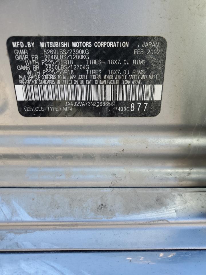2022 Mitsubishi Outlander Sel VIN: JA4J2VA73NZ068653 Lot: 81958675