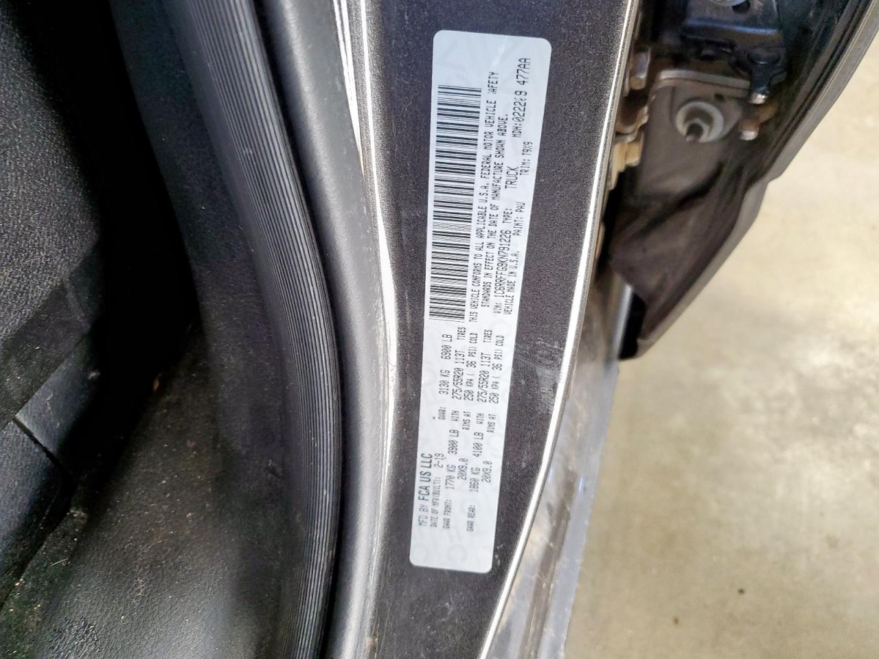 2019 Ram 1500 Big Horn/Lone Star VIN: 1C6RRFFG9KN791226 Lot: 91905105