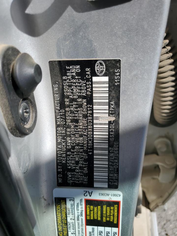 2011 Toyota Avalon Base VIN: 4T1BK3DBXBU387812 Lot: 86678905