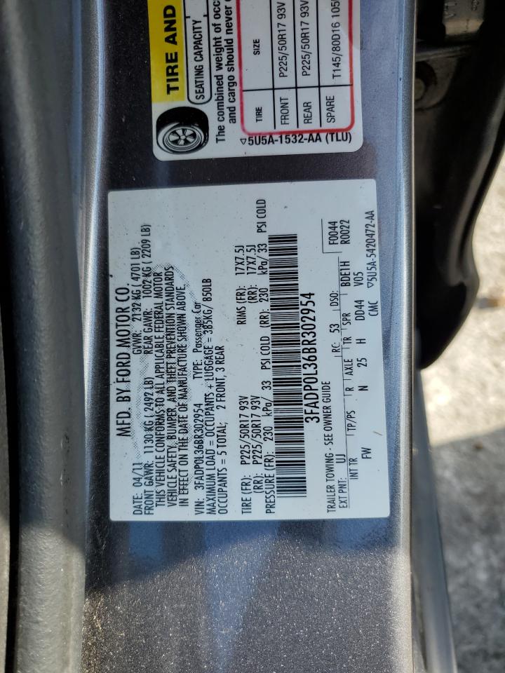 2011 Ford Fusion Hybrid VIN: 3FADP0L36BR302954 Lot: 82264845