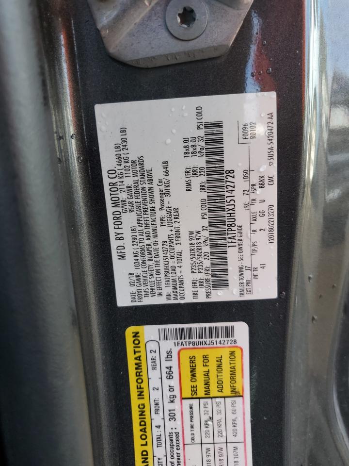 2018 Ford Mustang VIN: 1FATP8UHXJ5142728 Lot: 83899455