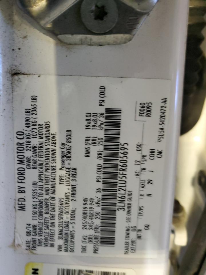 2015 Lincoln Mkz Hybrid VIN: 3LN6L2LU5FR605695 Lot: 85848985