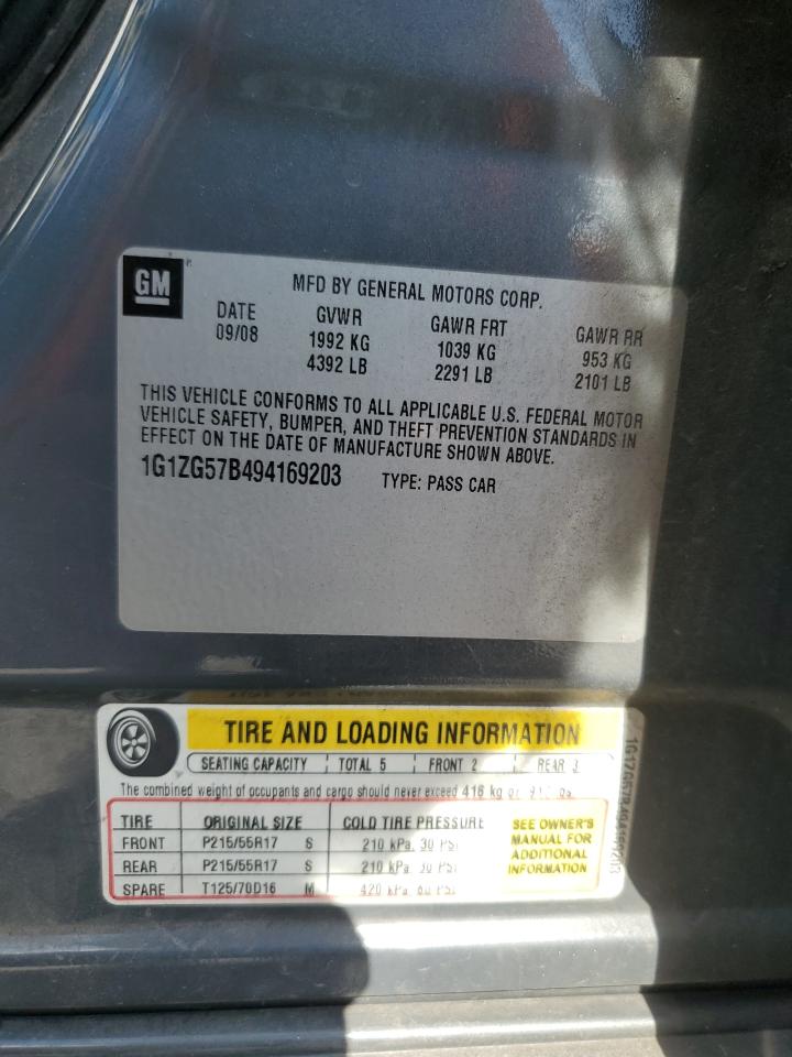 2009 Chevrolet Malibu Ls VIN: 1G1ZG57B494169203 Lot: 84866295