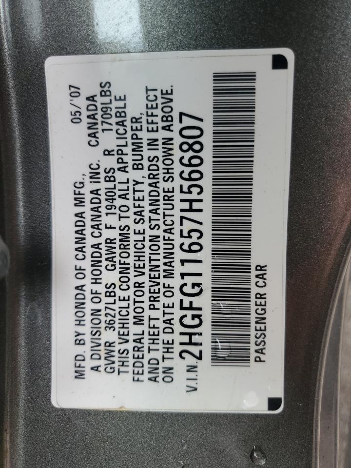 2007 Honda Civic Lx VIN: 2HGFG11657H566807 Lot: 85910105
