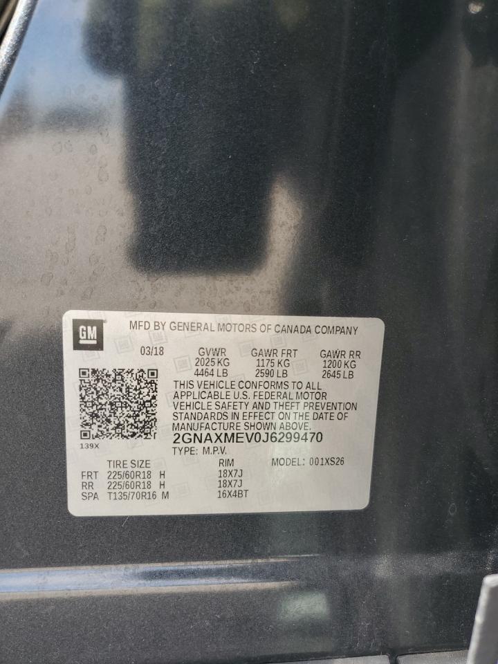 2018 Chevrolet Equinox Premier VIN: 2GNAXMEV0J6299470 Lot: 85586985