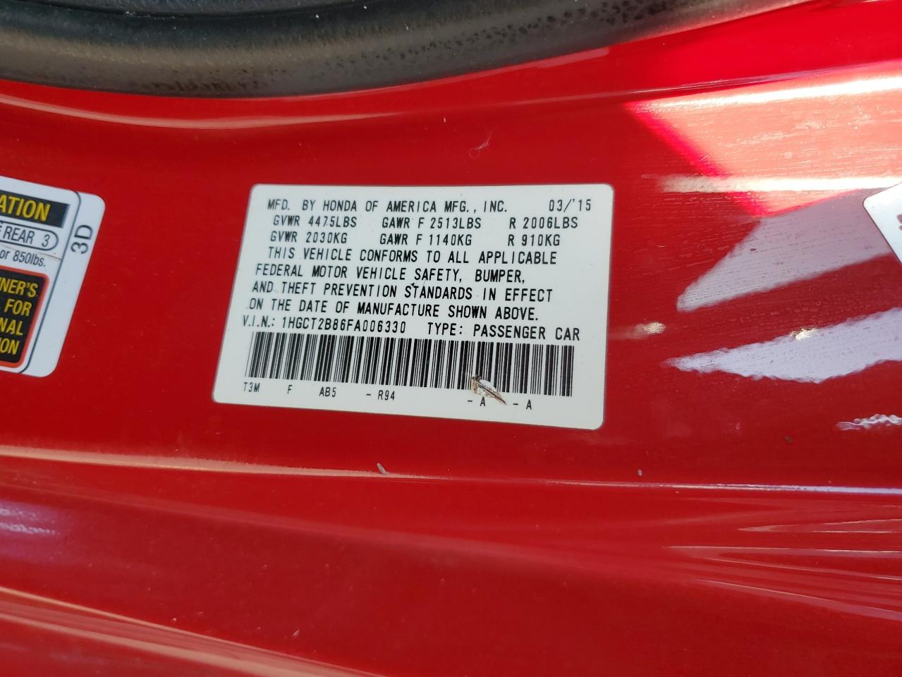 2015 Honda Accord Exl VIN: 1HGCT2B86FA006330 Lot: 84838145