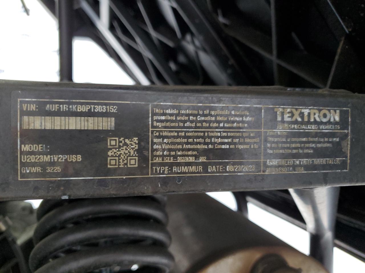 2023 Artic Cat Prowler Pro Eps VIN: 4UF1R4KB0PT303152 Lot: 89893395