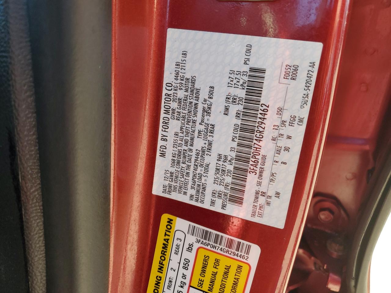 2016 Ford Fusion Se VIN: 3FA6P0H74GR294462 Lot: 82768945