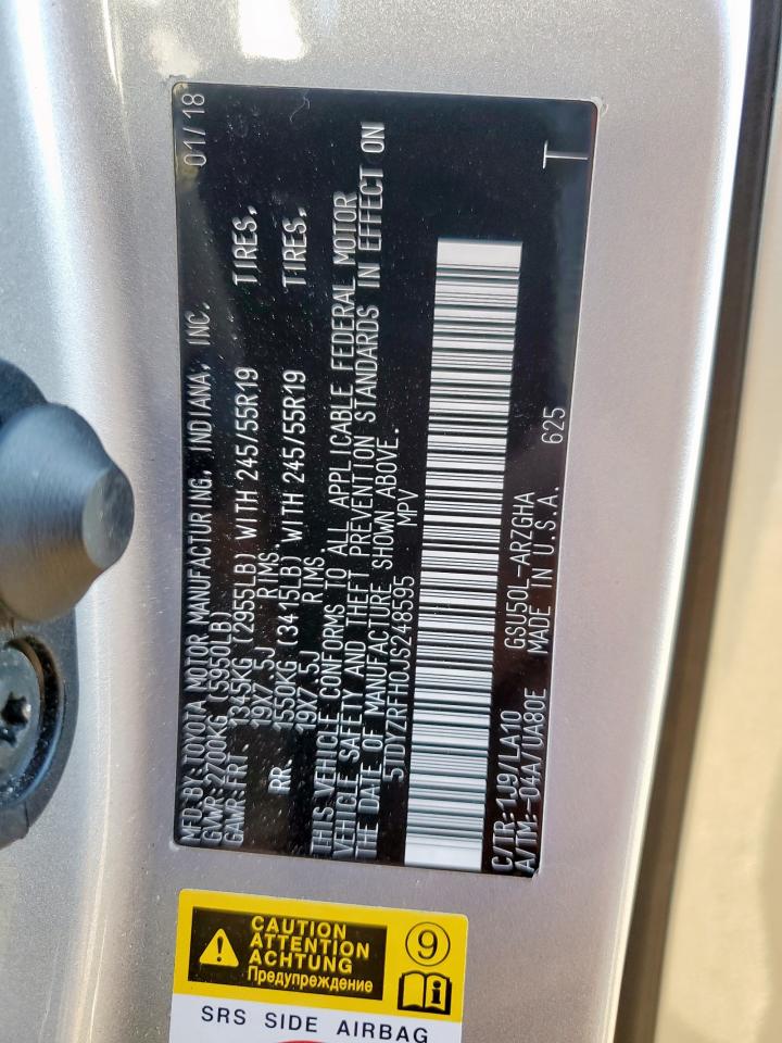 2018 Toyota Highlander Limited VIN: 5TDYZRFH0JS248595 Lot: 82233975