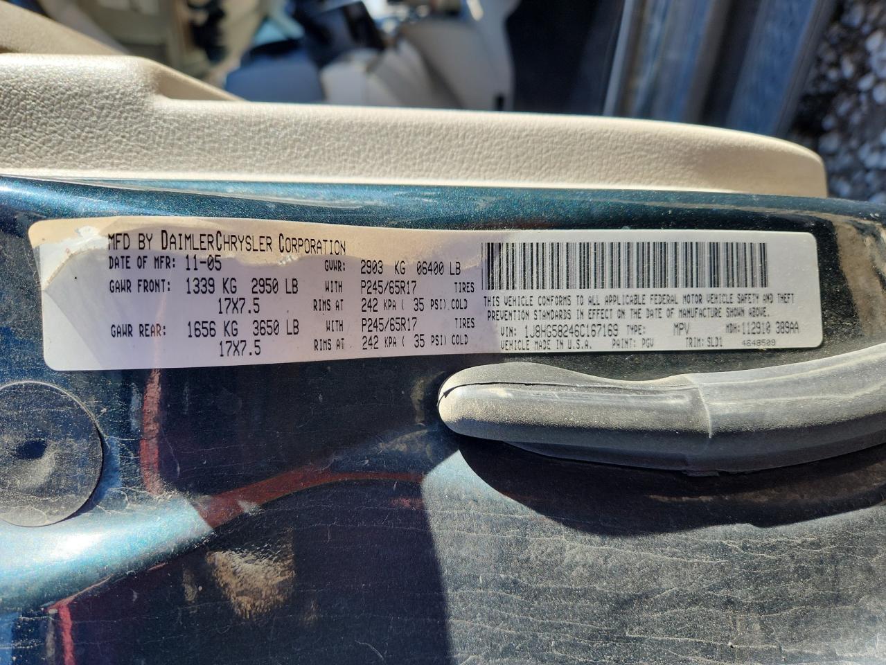 2006 Jeep Commander Limited VIN: 1J8HG58246C167169 Lot: 89851355