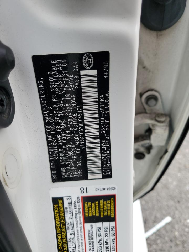 2013 Toyota Avalon Base VIN: 4T1BK1EB7DU045174 Lot: 90324705