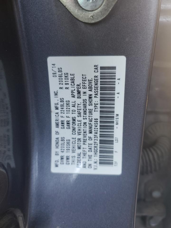 2015 Honda Accord Lx VIN: 1HGCR2F33FA024586 Lot: 86289255