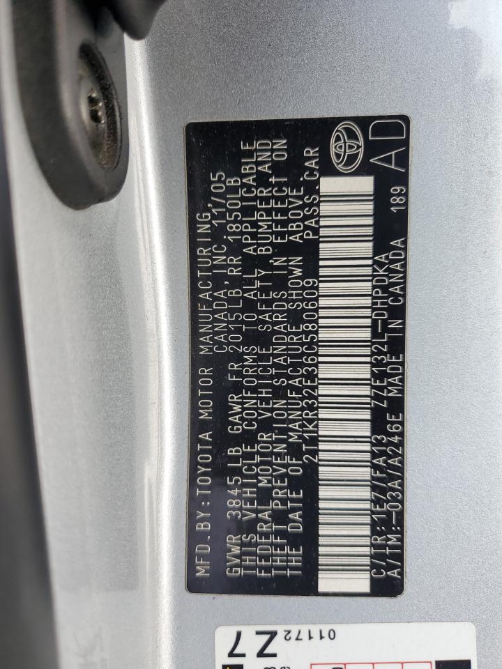 2006 Toyota Corolla Matrix Xr VIN: 2T1KR32E36C580609 Lot: 90717085