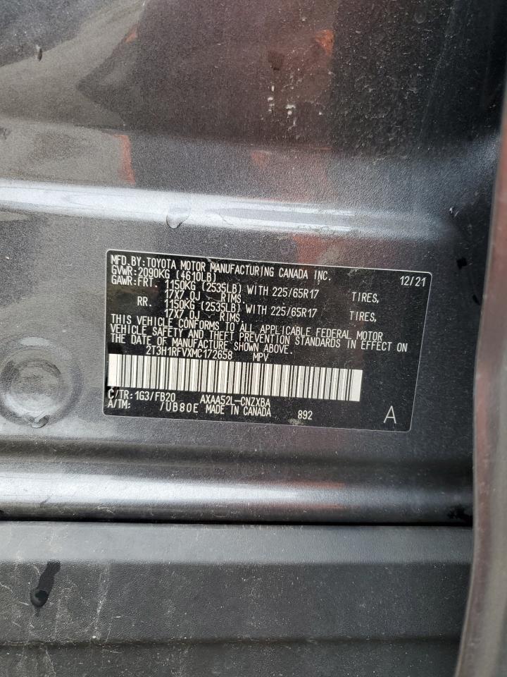 2021 Toyota Rav4 Le VIN: 2T3H1RFVXMC172658 Lot: 90135665