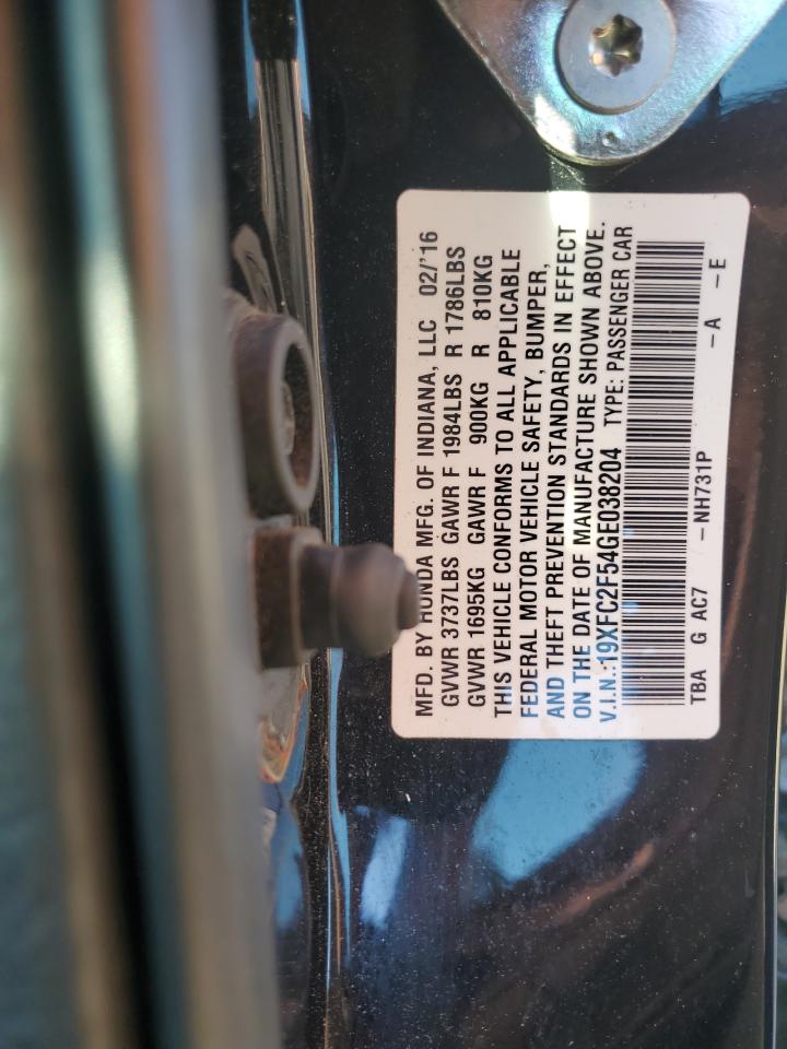 2016 Honda Civic Lx VIN: 19XFC2F54GE038204 Lot: 82359225