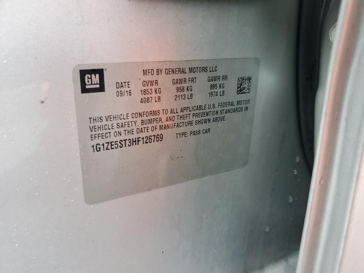 2017 Chevrolet Malibu Lt VIN: 1G1ZE5ST3HF126769 Lot: 85253695