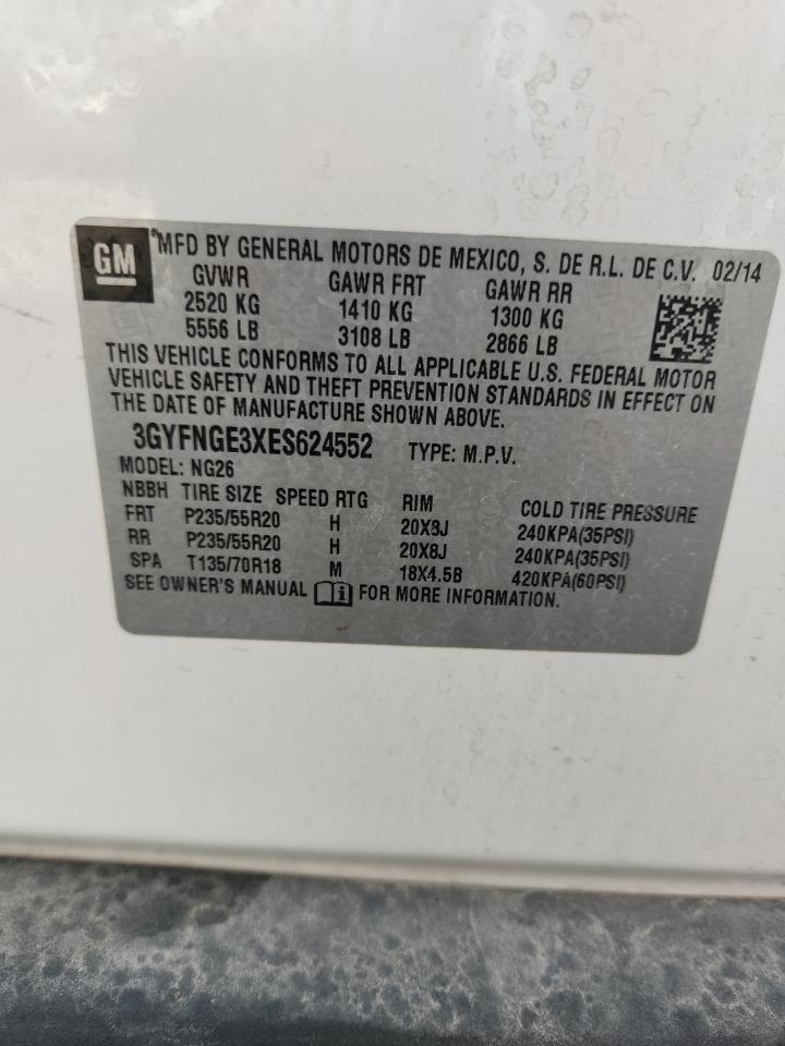 2014 Cadillac Srx Premium Collection VIN: 3GYFNGE3XES624552 Lot: 86115935