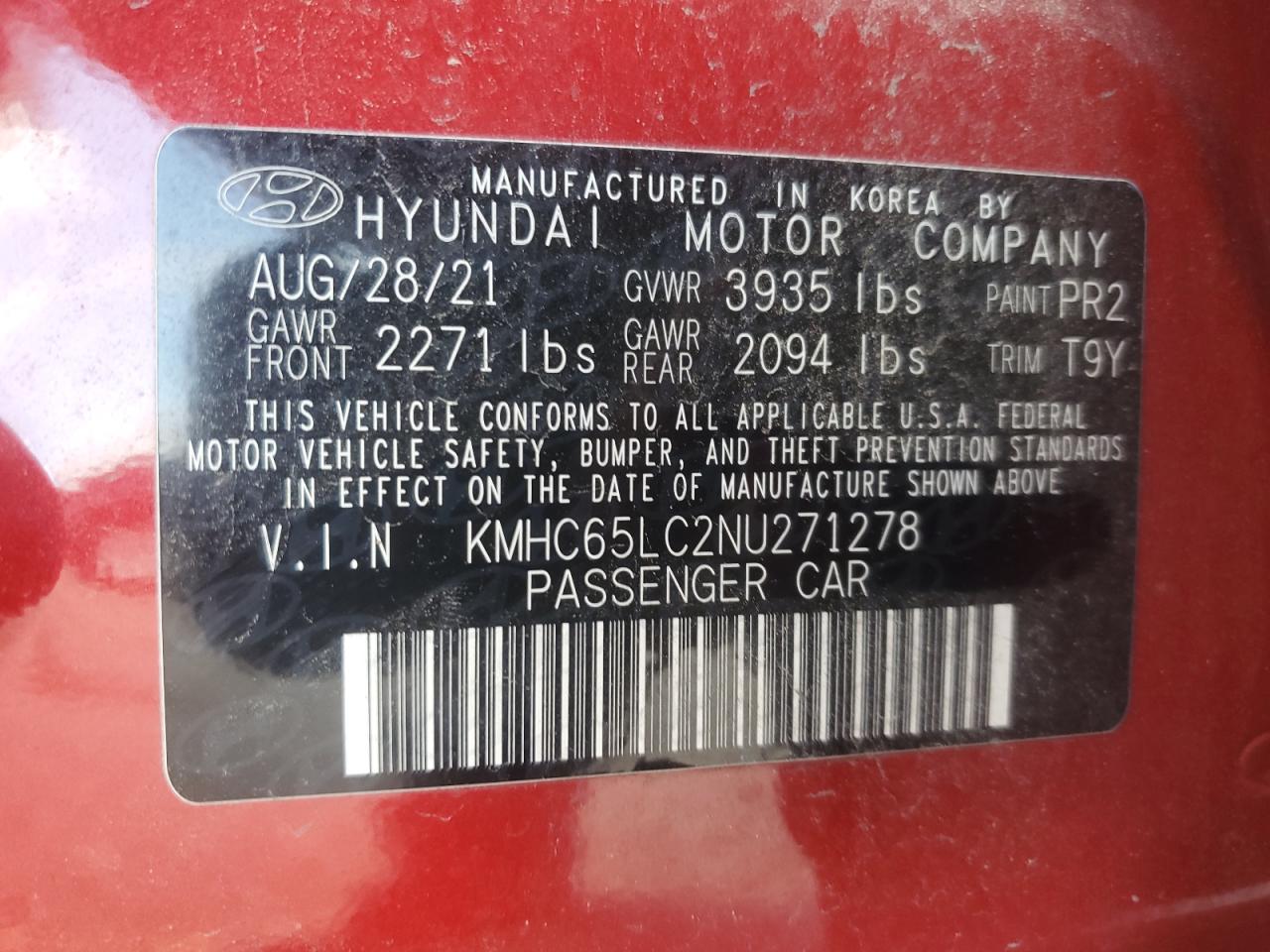 2022 Hyundai Ioniq Blue VIN: KMHC65LC2NU271278 Lot: 85203045