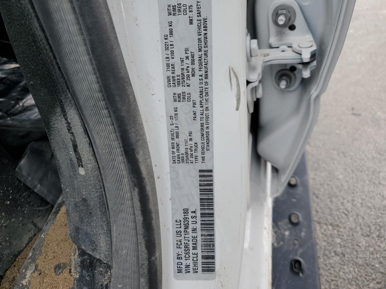 2023 Ram 1500 Laramie VIN: 1C6SRFJT1PN639180 Lot: 85189315