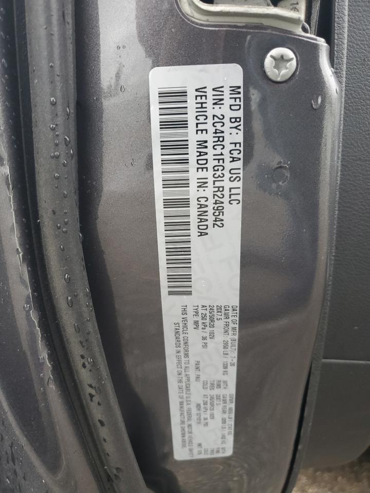 2020 Chrysler Pacifica Touring VIN: 2C4RC1FG3LR249542 Lot: 85779725