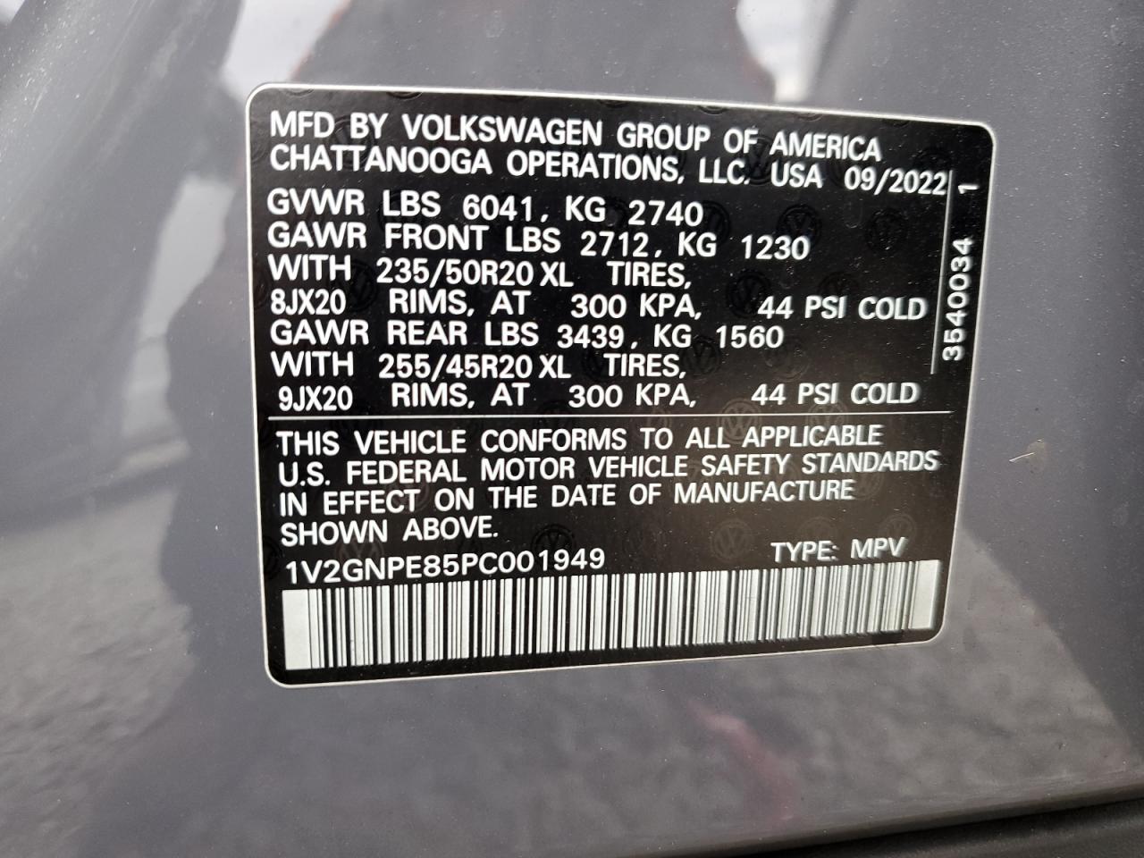 2023 Volkswagen Id.4 Pro S VIN: 1V2GNPE85PC001949 Lot: 86125095