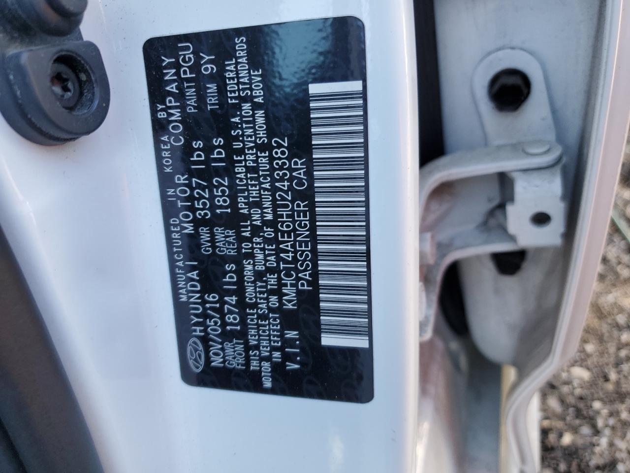 2017 Hyundai Accent Se VIN: KMHCT4AE6HU243382 Lot: 86223455