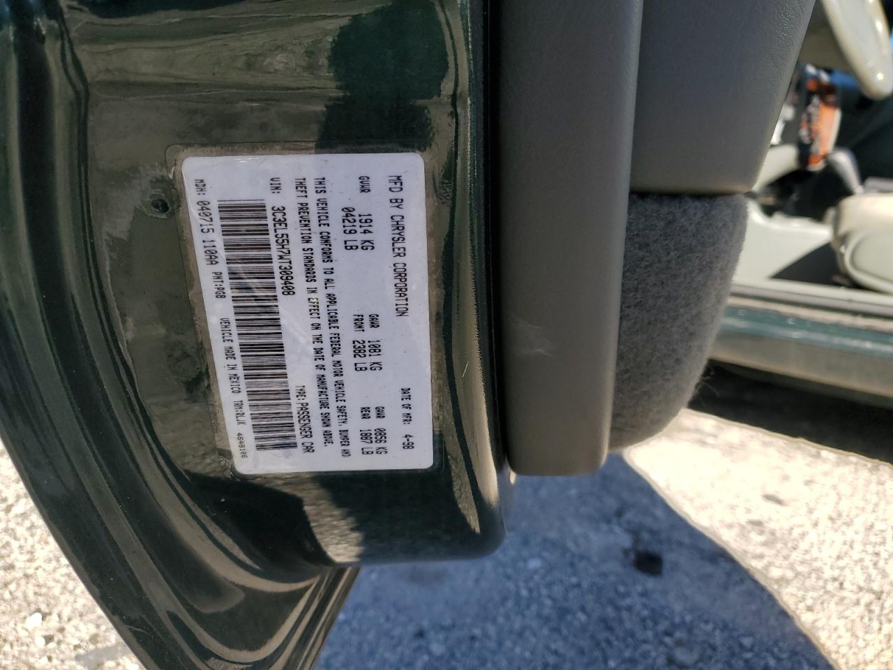 1998 Chrysler Sebring Jxi VIN: 3C3EL55H7WT309408 Lot: 87288485