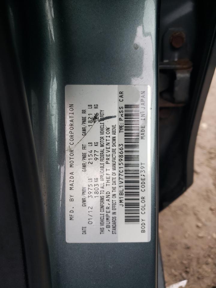 2012 Mazda 3 I VIN: JM1BL1V77C1598663 Lot: 89515865