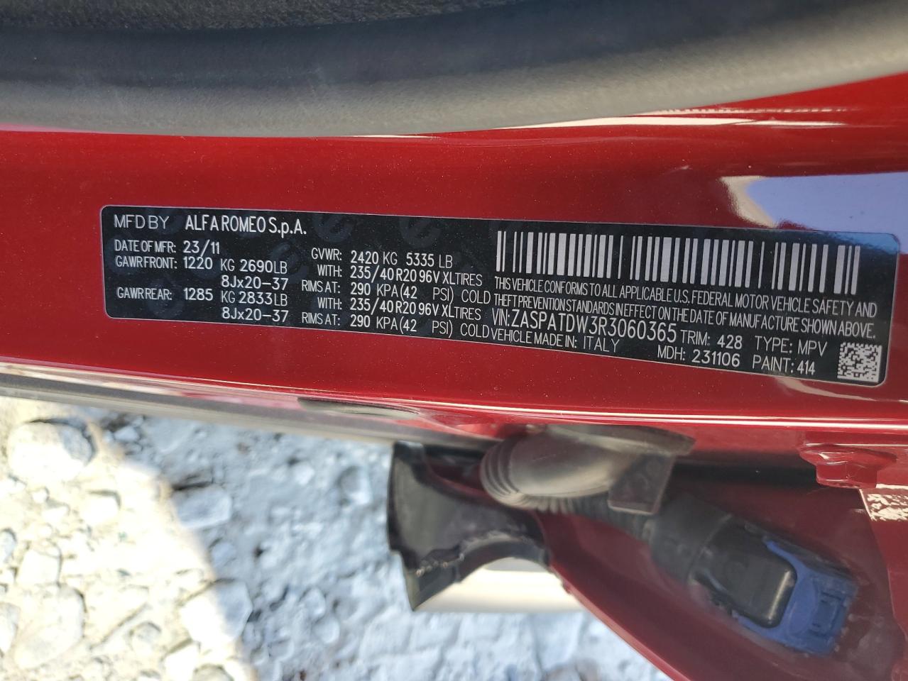 2024 Alfa Romeo Tonale Veloce VIN: ZASPATDW3R3060365 Lot: 86304975