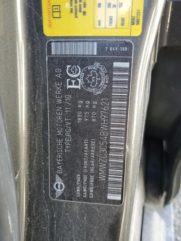 2011 Mini Cooper S Countryman VIN: WMWZC3C54BWH97621 Lot: 84288925