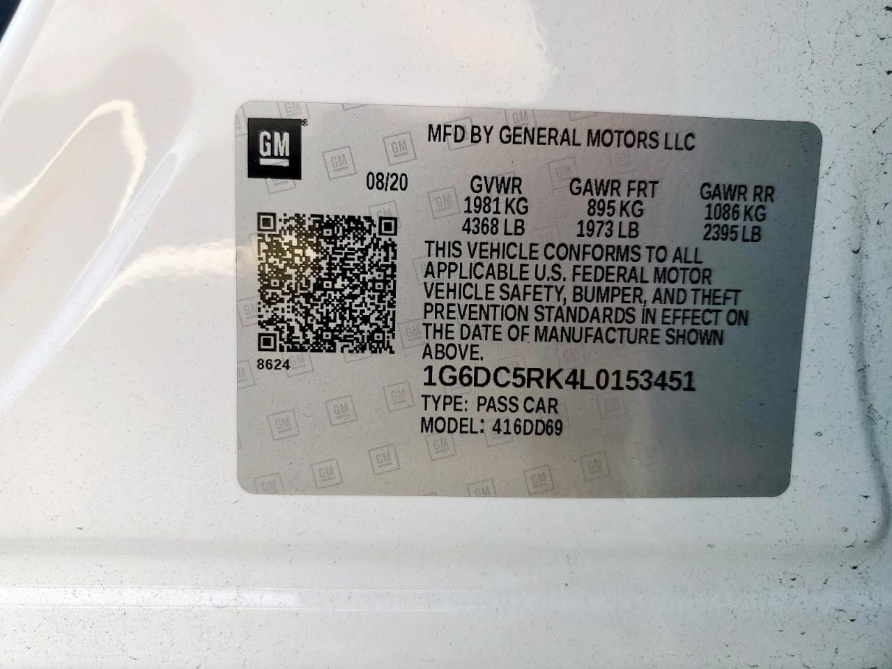 2020 Cadillac Ct4 Sport VIN: 1G6DC5RK4L0153451 Lot: 82260945