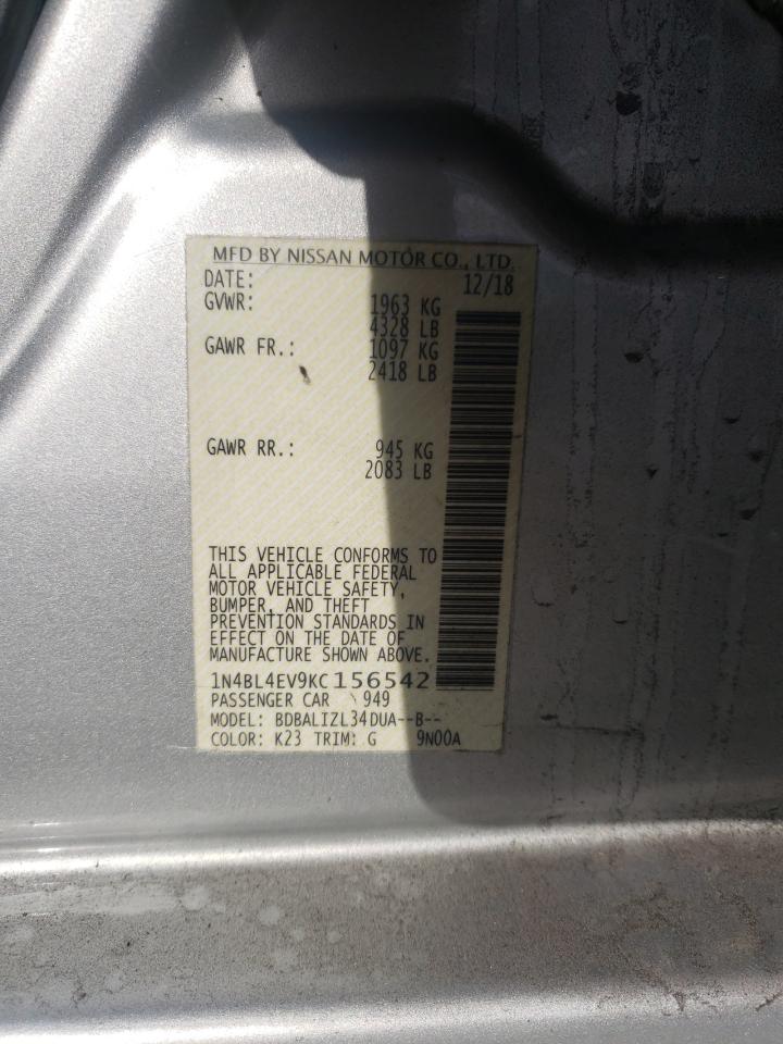 2019 Nissan Altima Sl VIN: 1N4BL4EV9KC156542 Lot: 90398005