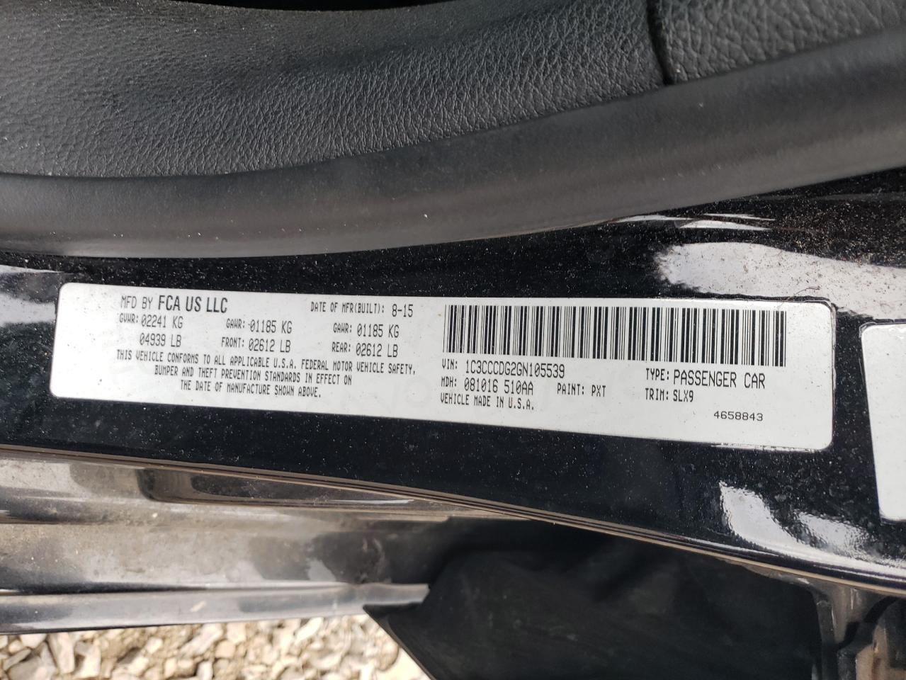 2016 Chrysler 200 S VIN: 1C3CCCDG2GN105539 Lot: 90545945