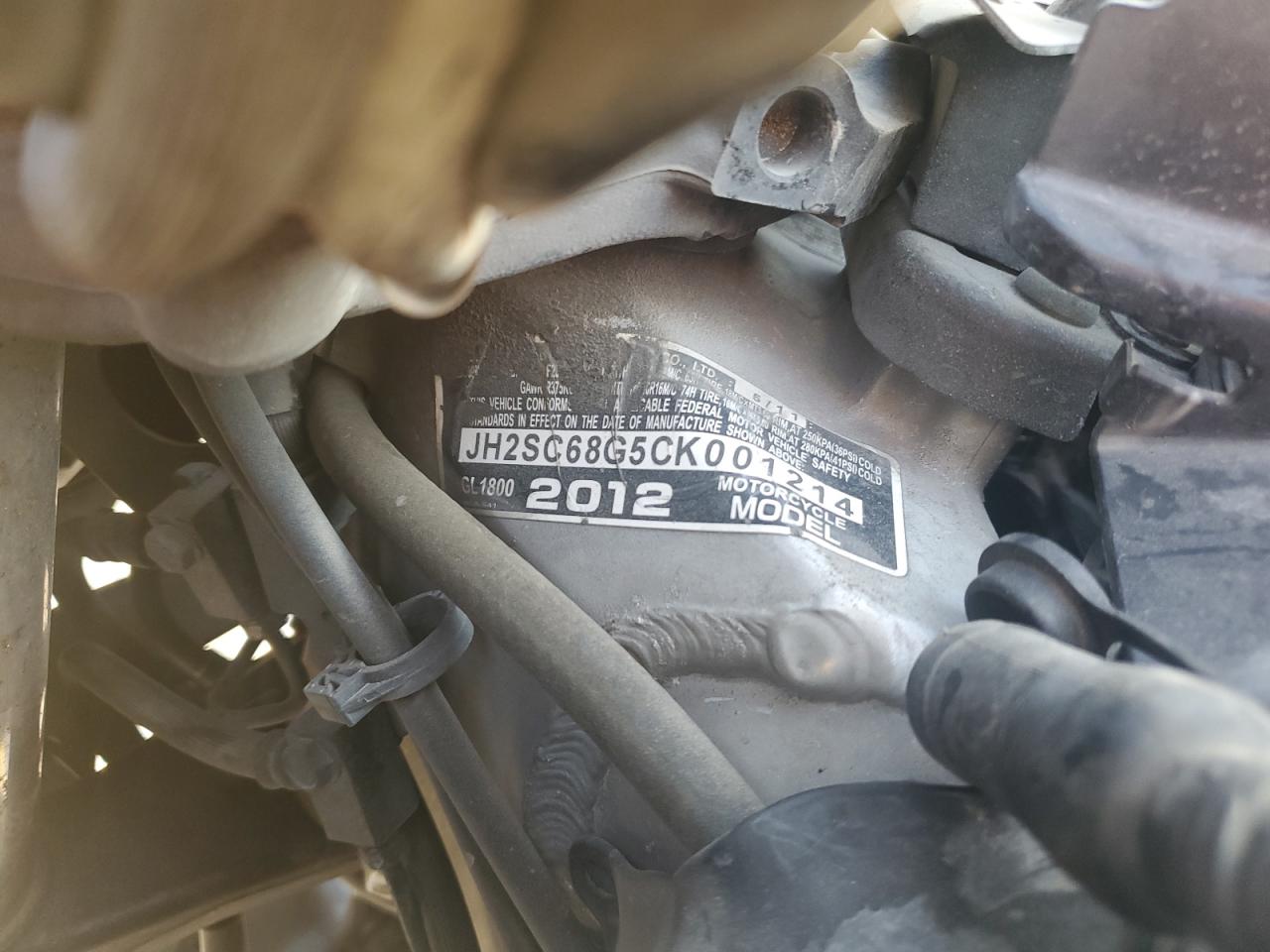 2012 Honda Gl1800 VIN: JH2SC68G5CK001214 Lot: 84237395