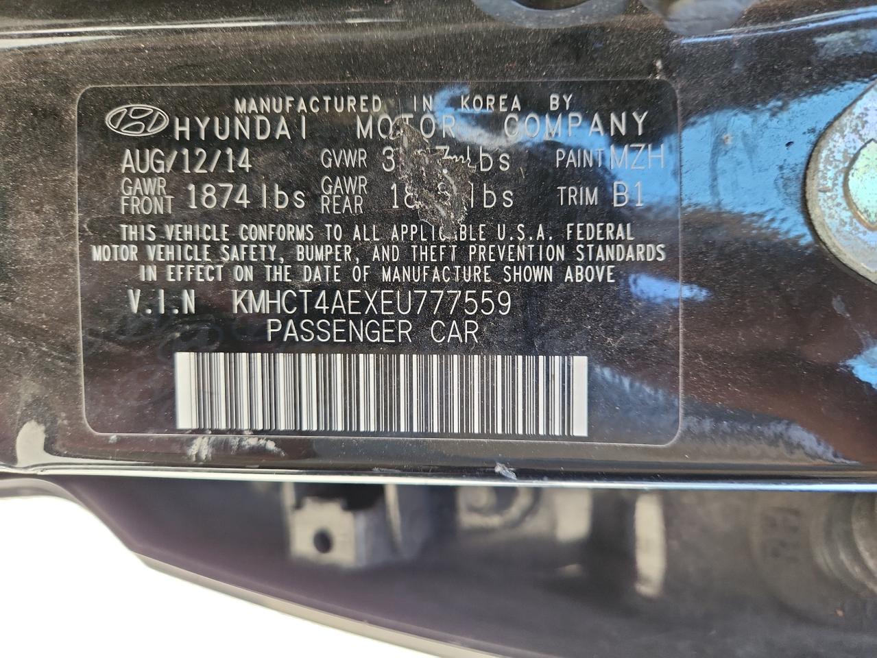 2014 Hyundai Accent Gls VIN: KMHCT4AEXEU777559 Lot: 87491235