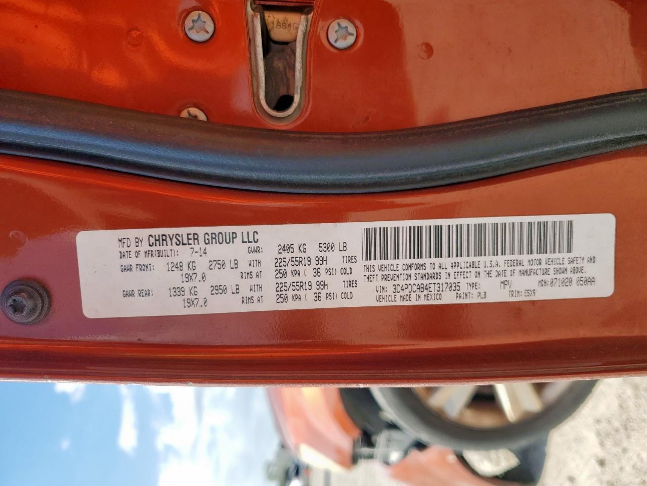 2014 Dodge Journey Se VIN: 3C4PDCAB4ET317035 Lot: 85193525