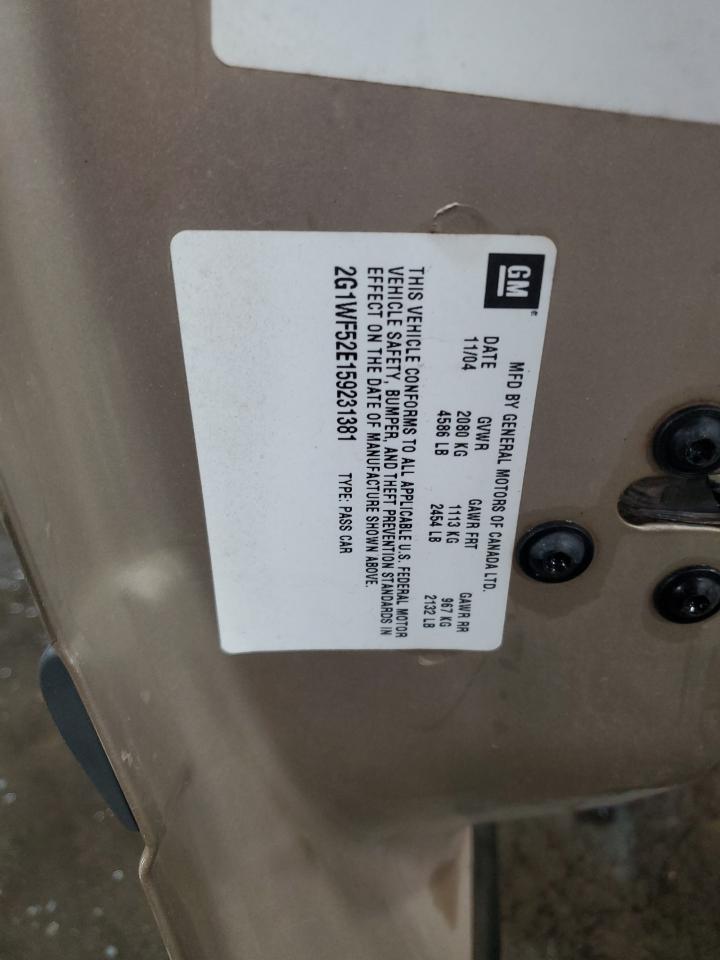 2005 Chevrolet Impala VIN: 2G1WF52E159231381 Lot: 87190125