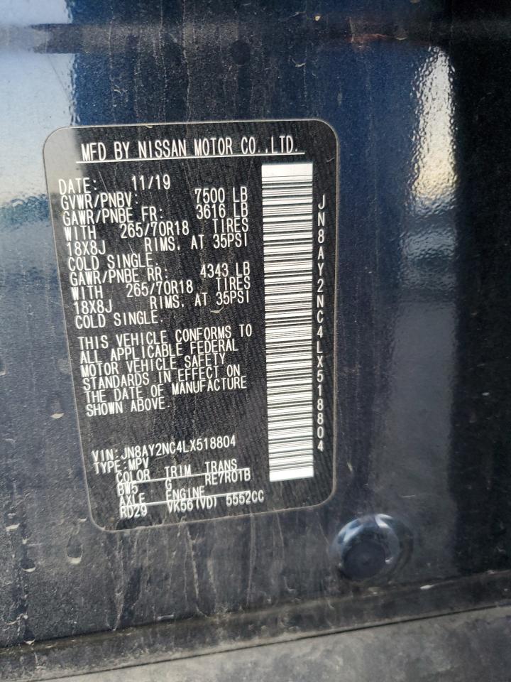 2020 Nissan Armada Sv VIN: JN8AY2NC4LX518804 Lot: 82208705