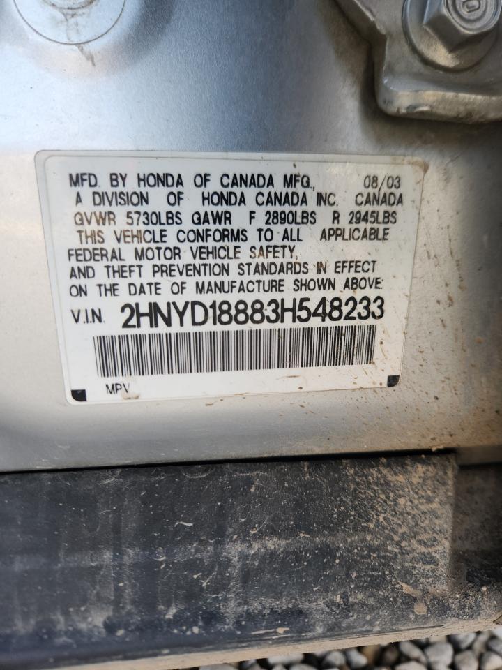 2003 Acura Mdx Touring VIN: 2HNYD18883H548233 Lot: 85930195