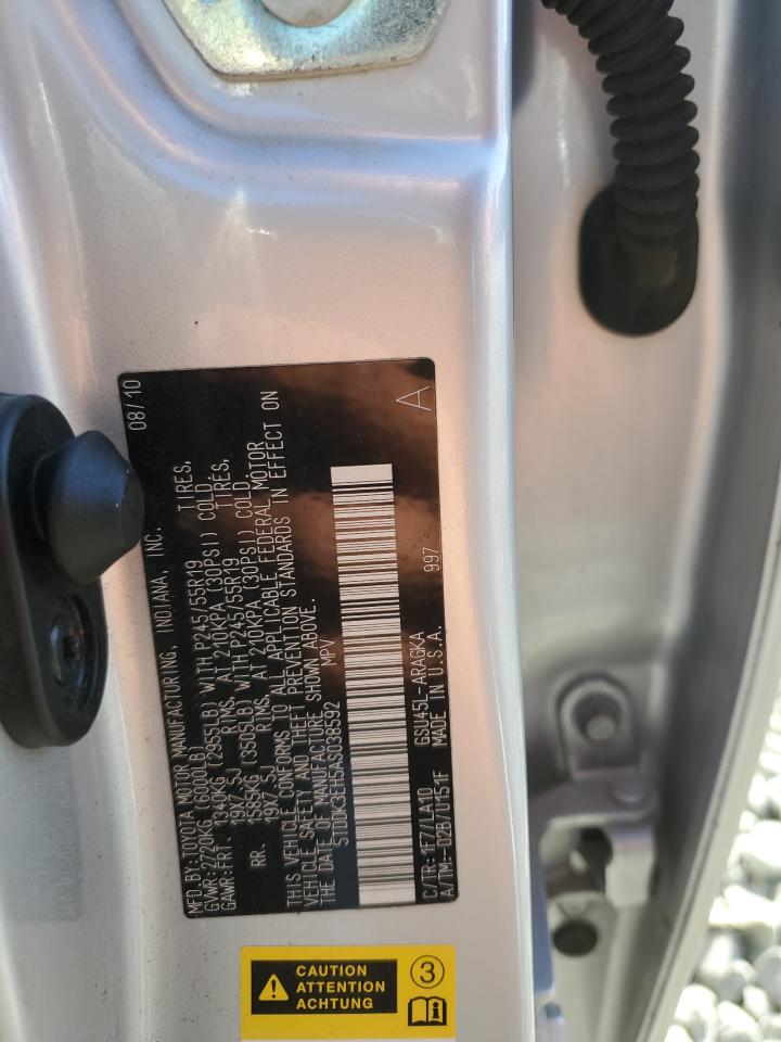 2010 Toyota Highlander Limited VIN: 5TDDK3EH5AS038592 Lot: 82222675