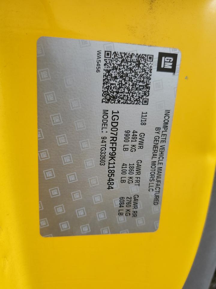 2019 GMC Savana Cutaway G3500 VIN: 1GD07RFP9K1185484 Lot: 85835755