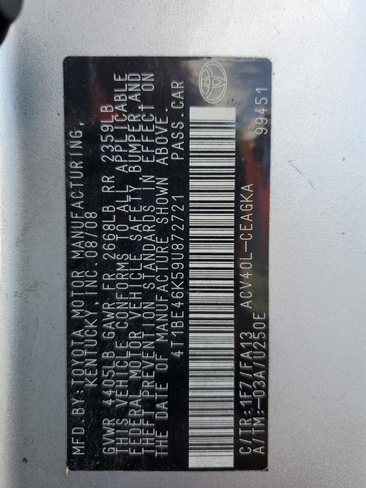 2009 Toyota Camry Base VIN: 4T1BE46K59U872721 Lot: 82329195