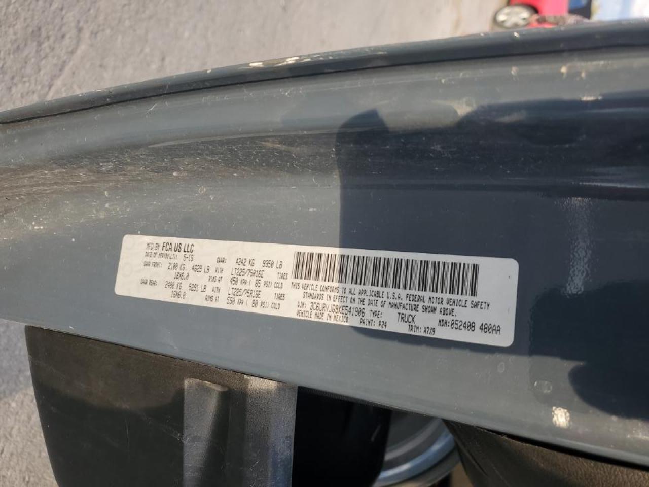 2019 Ram Promaster 3500 Delivery Van VIN: 3C6URVJG9KE541906 Lot: 91049745