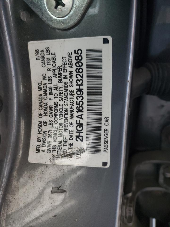 2009 Honda Civic Lx VIN: 2HGFA16539H328085 Lot: 86072435