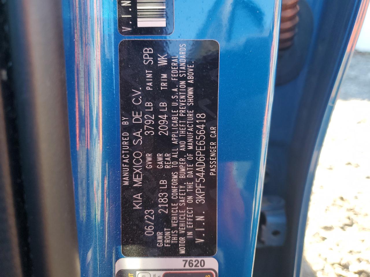 2023 Kia Forte Gt Line VIN: 3KPF54AD6PE656418 Lot: 87022075