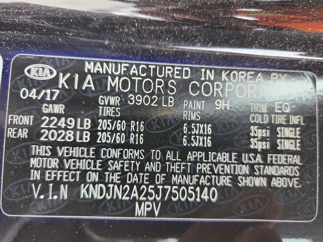 2018 Kia Soul VIN: KNDJN2A25J7505140 Lot: 85352485