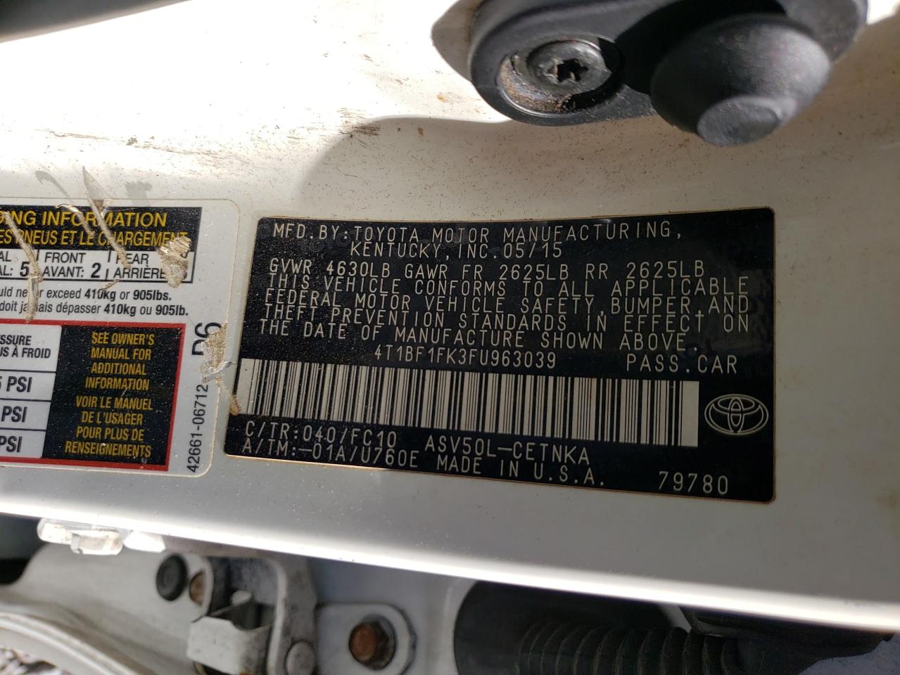 2015 Toyota Camry Le VIN: 4T1BF1FK3FU963039 Lot: 84807585