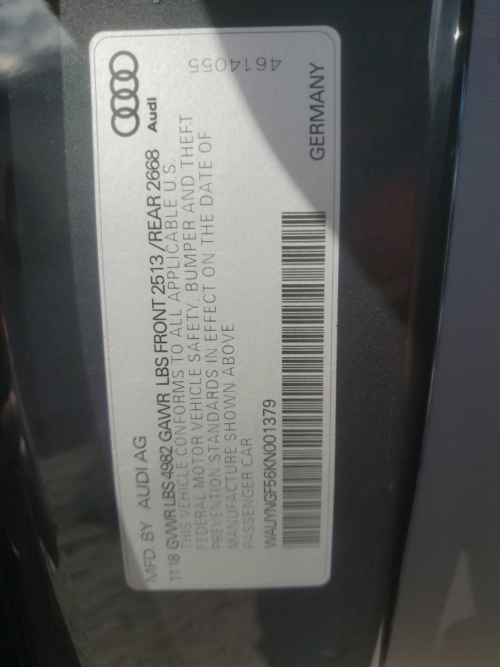 2019 Audi A5 Premium Plus VIN: WAUYNGF56KN001379 Lot: 90361335