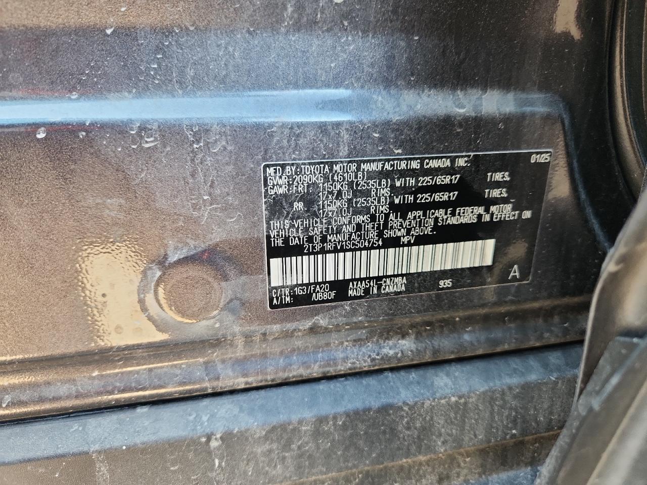 2025 Toyota Rav4 Xle VIN: 2T3P1RFV1SC504754 Lot: 94737415