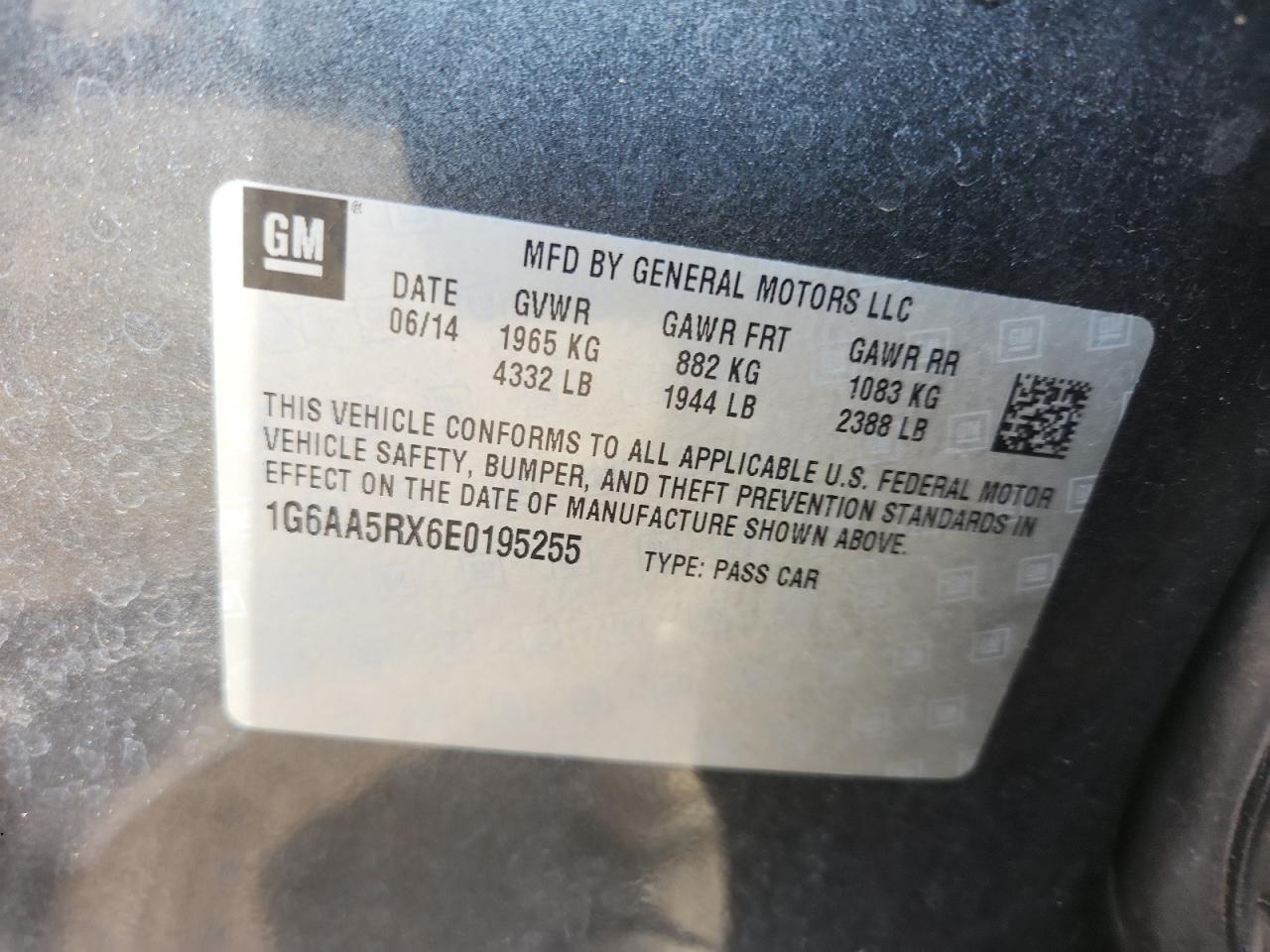 2014 Cadillac Ats VIN: 1G6AA5RX6E0195255 Lot: 85555865